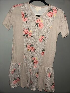 Girls' Pink Floral Casual Peplum Dress